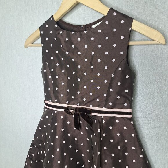 💙 Rare Editions Girls Full Skirt Polkadot Midi Dress Size 8 Preppy Coquette For - Picture 2 of 10
